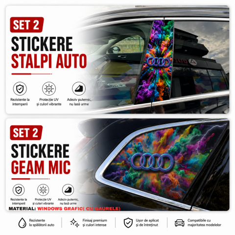PRODUSE IN TRENDING - SET PERSONALIZARE AUTO STALPI + GEAM MIC COLOR SPLASH