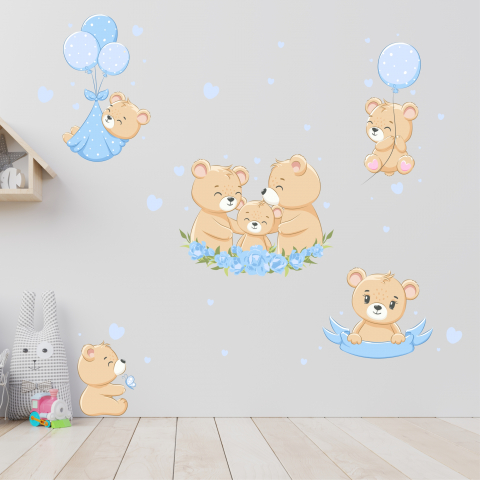 STICKERE DE PERETE - Set Stickere Decorative cu ursuleti pentru Camera Fetita