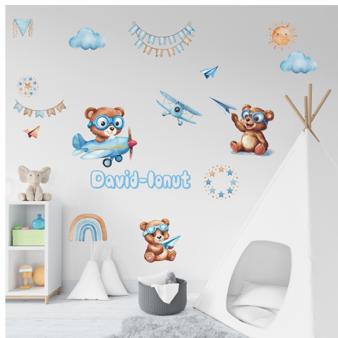 STICKERE DE PERETE - Set Stickere Decorative cu ursuleti pentru Camera Fetita