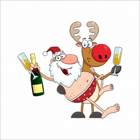 STICKERE CRĂCIUN - STICKER DRUNK NAKED SANTA