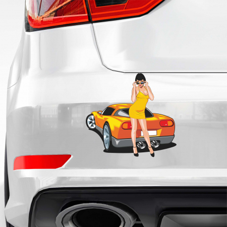 STICKERE PRINTATE - STICKER CORVETTE & SEXY WOMAN