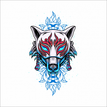 STICKERE PRINTATE - STICKER KITSUNE MASK