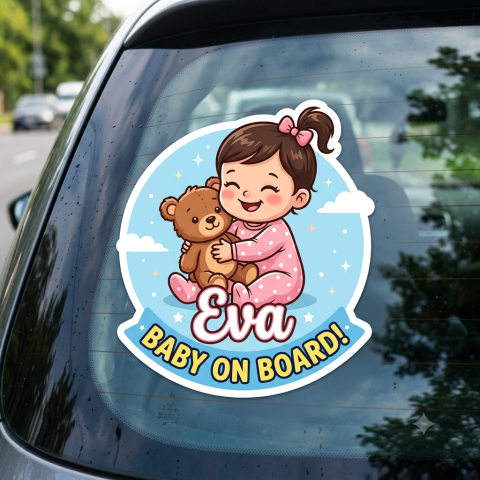 BABY ON BOARD - STICKER BABY ON BOARD- FETITA CU NUME