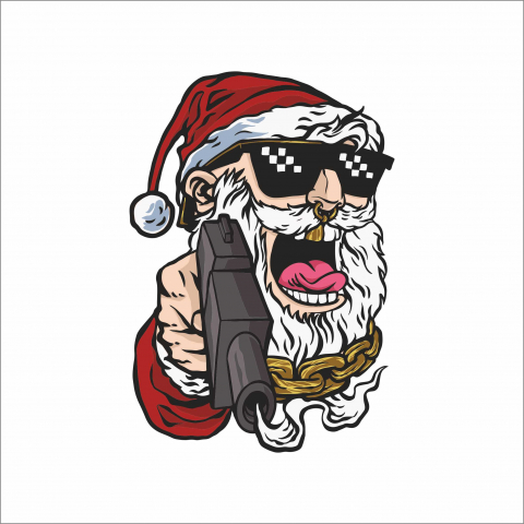 STICKERE CRĂCIUN - STICKER SANTA WITH A GUN