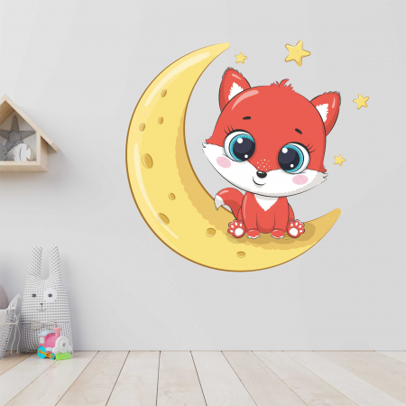 STICKERE DE PERETE - STICKER PERETE BABY FOX ON MOON
