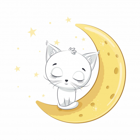 STICKERE DE PERETE - STICKER PERETE BABY CAT ON MOON V3