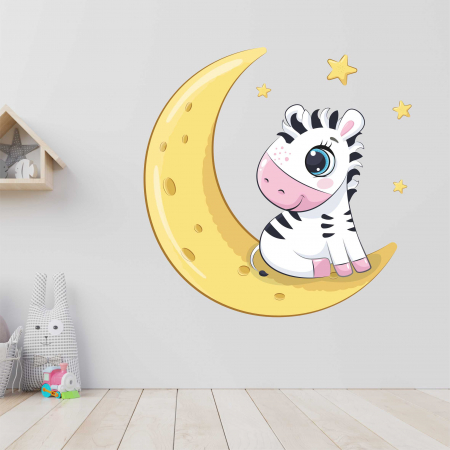 STICKERE DE PERETE - STICKER PERETE BABY ZEBRA ON MOON