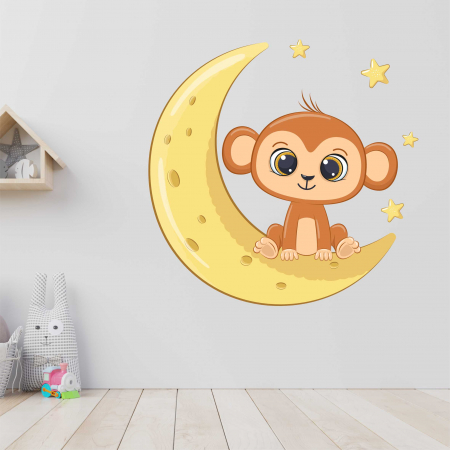 STICKERE DE PERETE - STICKER PERETE BABY MONKEY ON MOON