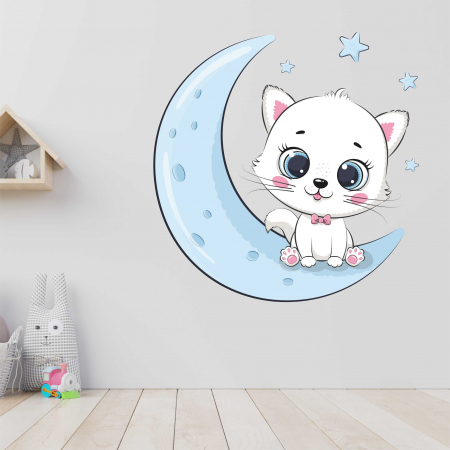 STICKERE DE PERETE - STICKER PERETE BABY CAT ON MOON V2