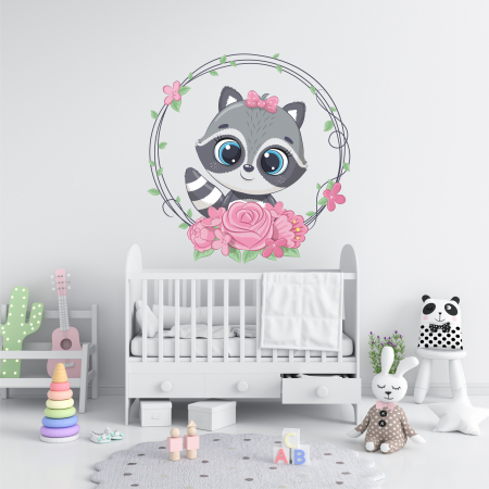 STICKERE DE PERETE - STICKER PERETE BABY RATON CU FLORI