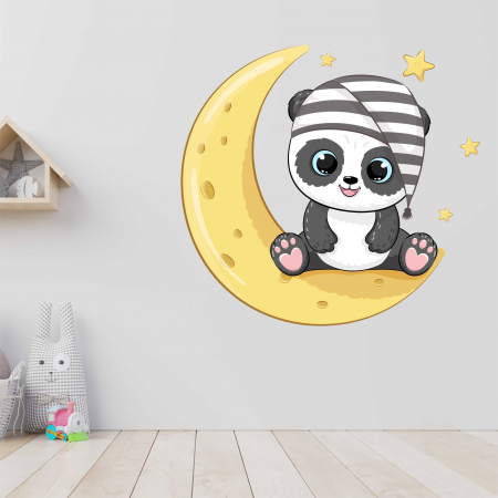 STICKERE DE PERETE - STICKER PERETE BABY PANDA ON MOON