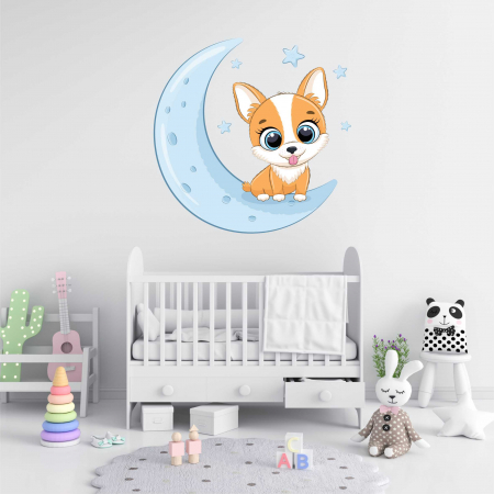 STICKERE COPII - STICKER PERETE CATELUS PE SEMILUNA
