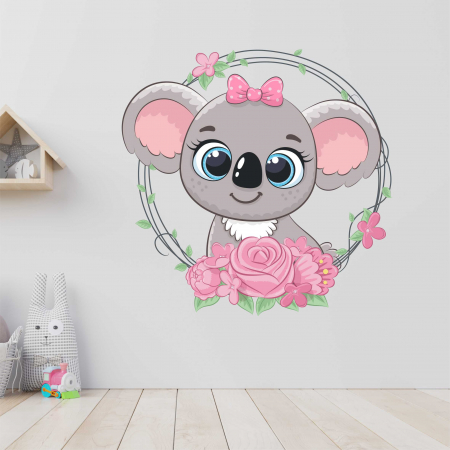 STICKERE DE PERETE - STICKER PERETE KOALA CU FLORI