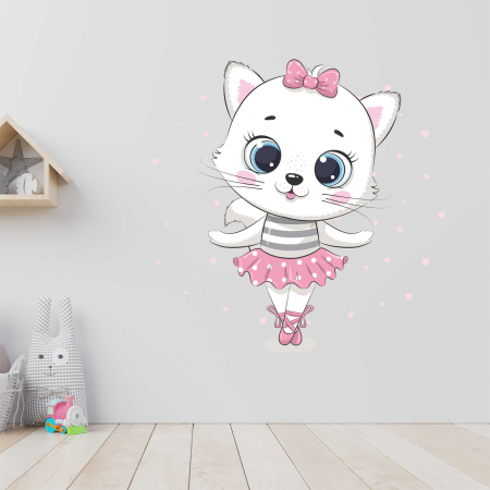 STICKERE DE PERETE - STICKER PERETE CUTE KITTEN BALLERINA