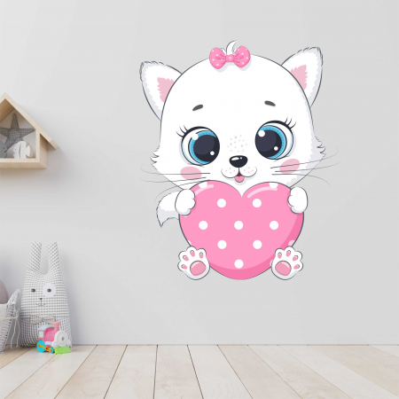 STICKERE DE PERETE - STICKER PERETE CUTE KITTEN WITH HEART