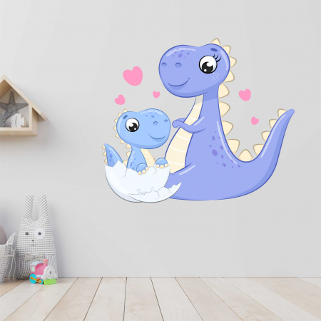 STICKERE DE PERETE - STICKER PERETE DINOZAUR MAMA CU PUI V2
