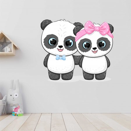 STICKERE DE PERETE - STICKER PERETE PANDA BAIETEL SI FETITA