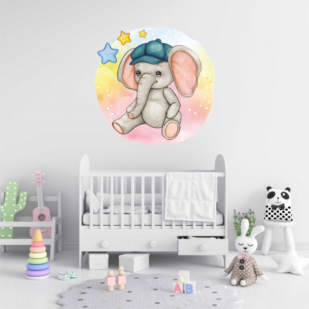STICKERE DE PERETE - STICKER PERETE ELEFANT IN ACUARELA