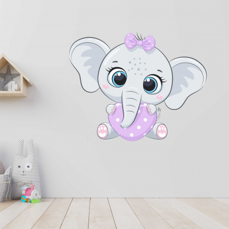 STICKERE DE PERETE - STICKER PERETE ELEFANT CU INIMIOARA V3