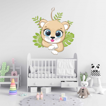 STICKER PERETE LEU CU CASTI [1]