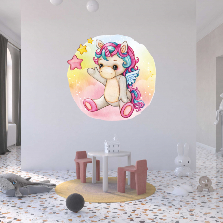 STICKERE DE PERETE - STICKER PERETE UNICORN IN ACUARELA