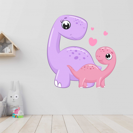 STICKERE DE PERETE - STICKER PERETE DINOZAUR MAMA CU PUI