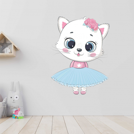 STICKERE DE PERETE - STICKER PERETE PISICA BALERINA