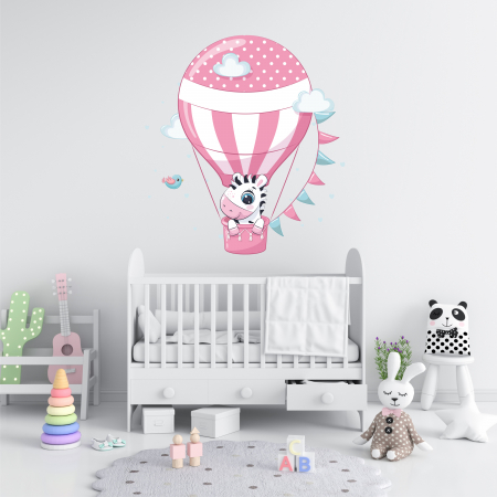 STICKERE DE PERETE - STICKER PERETE BABY ZEBRA IN BALON