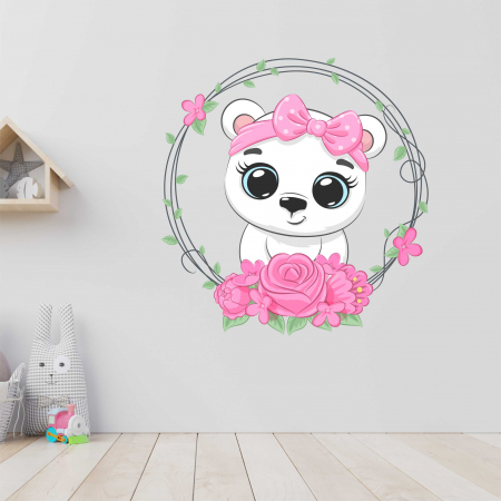 STICKERE DE PERETE - STICKER PERETE URS POLAR CU FLORI