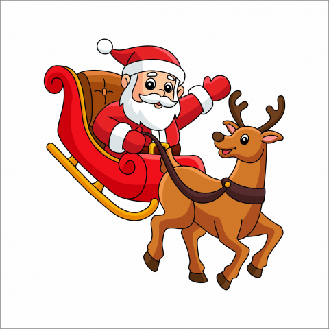STICKERE CRĂCIUN - STICKER SANTA ON A SLEIGH