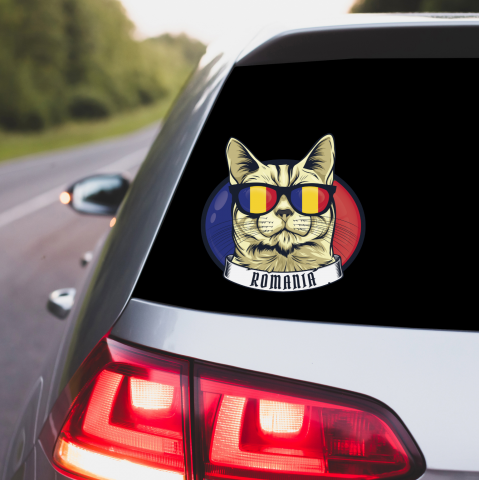 STICKERE CU ANIMALE - STICKER ROMANIA PISICA