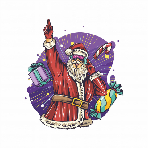 STICKERE PRINTATE - STICKER SANTA CLAUS DISCO