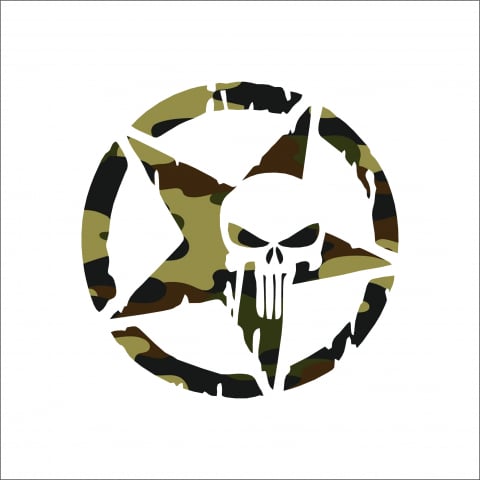 TOP VANZARI - STICKER STEA CRANIU CAMUFLAJ