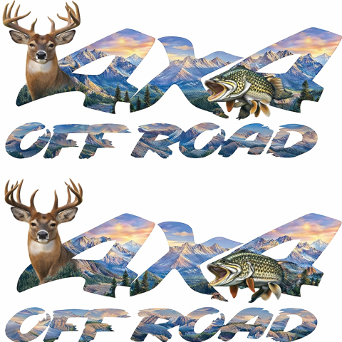 STICKERE PRINTATE - SET 2 STICKERE 4X4 OFF ROAD HUNTING
