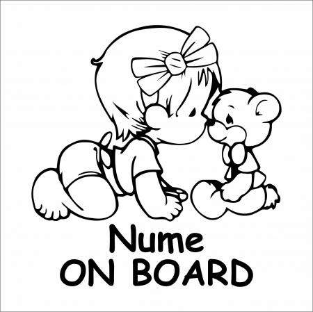 BABY ON BOARD - STICKER URSULET SI FETITA BABY ON BOARD