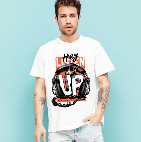TRICOURI CU MESAJE - TRICOU LISTEN UP HEADPHONES