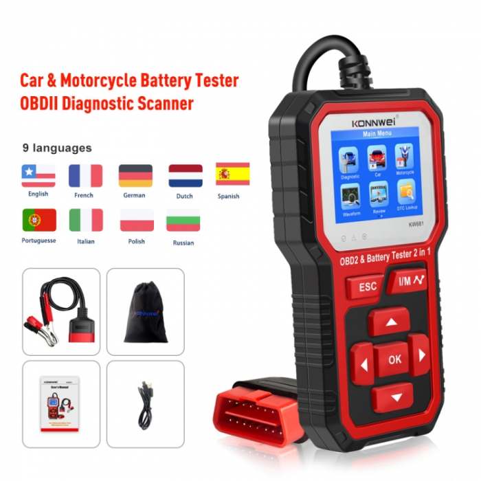 Tester Diagnoza Si Tester Baterie Auto 2in1 Konnwei [3]