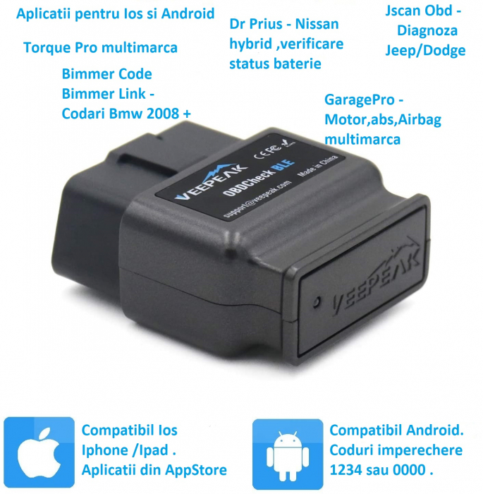 Veepeak Bluetooth 4.0 Android + Ios Dr Prius Hybrid,GaragePro ,Torque Pro [1]