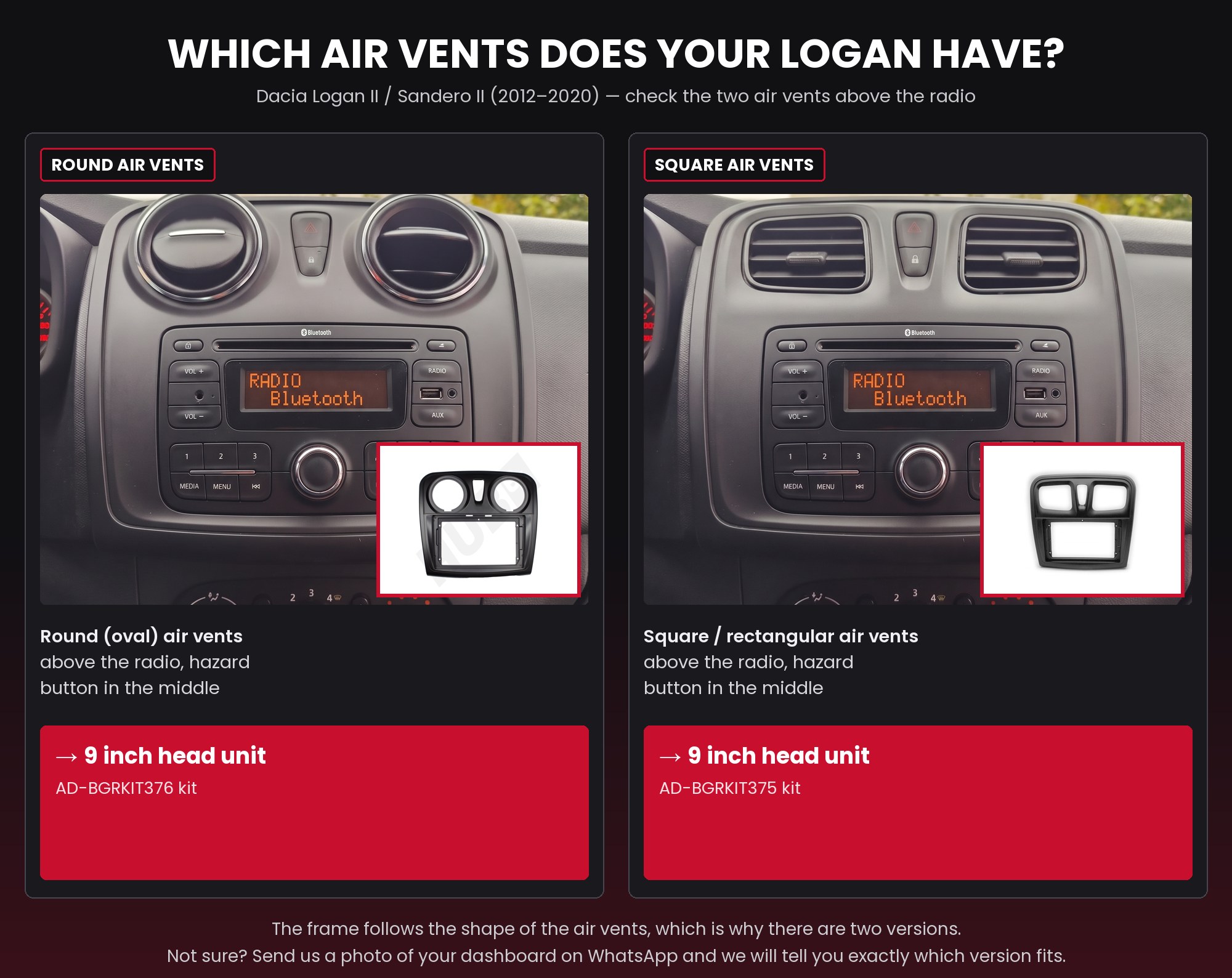 Which air vents does your Logan have? Kit 375 or 376