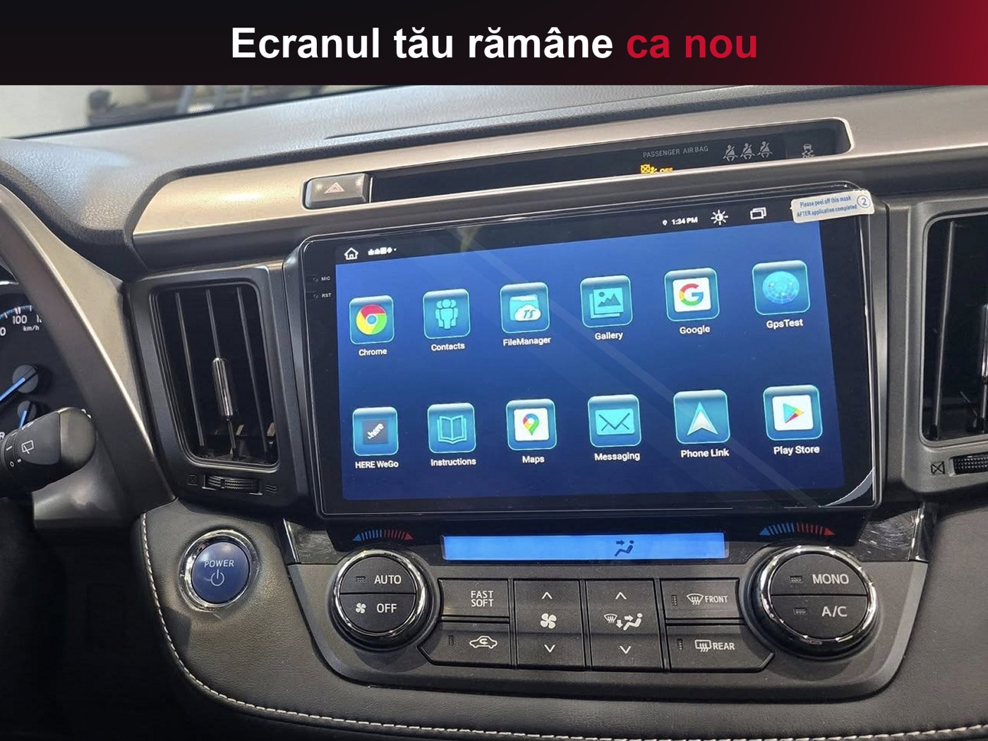 Navigație cu folie de sticlă pe ecran