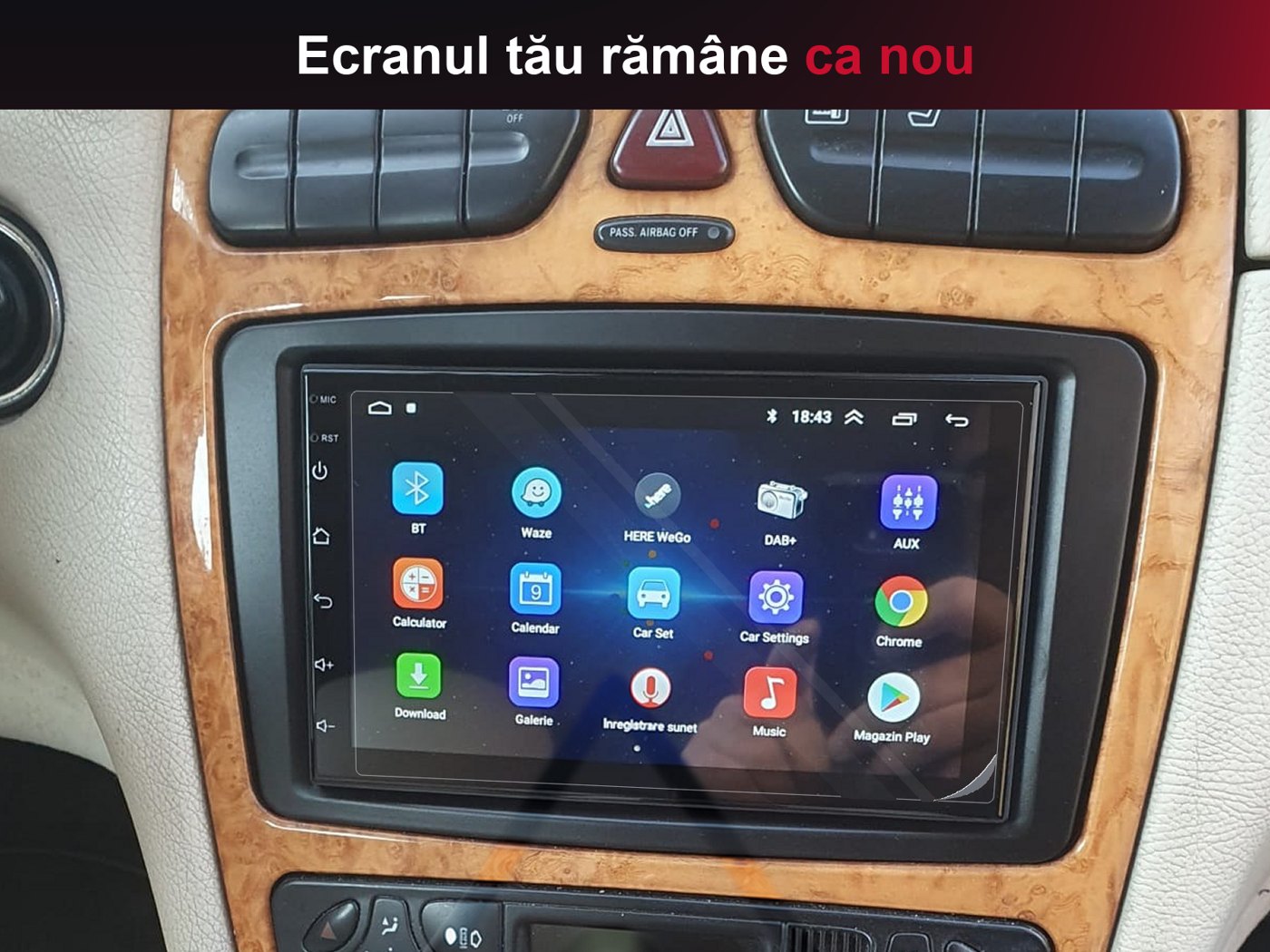 Navigație cu folie de sticlă pe ecran