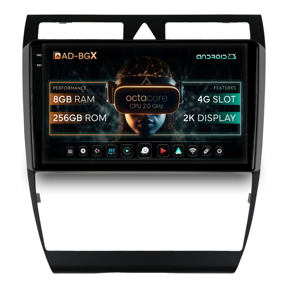 Navigatie Audi A6 (1997-2005), Android, X-octacore / 8GB RAM + 256GB ROM, 9.5 Inch - AD-BGX9008+AD-BGRKIT429