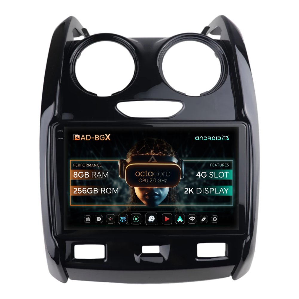 Navigatie Dacia Duster (2013-2017), Android, X-Octacore / 8GB RAM + 256GB ROM, 9.5 Inch - AD-BGX9008+AD-BGRKIT366V2
