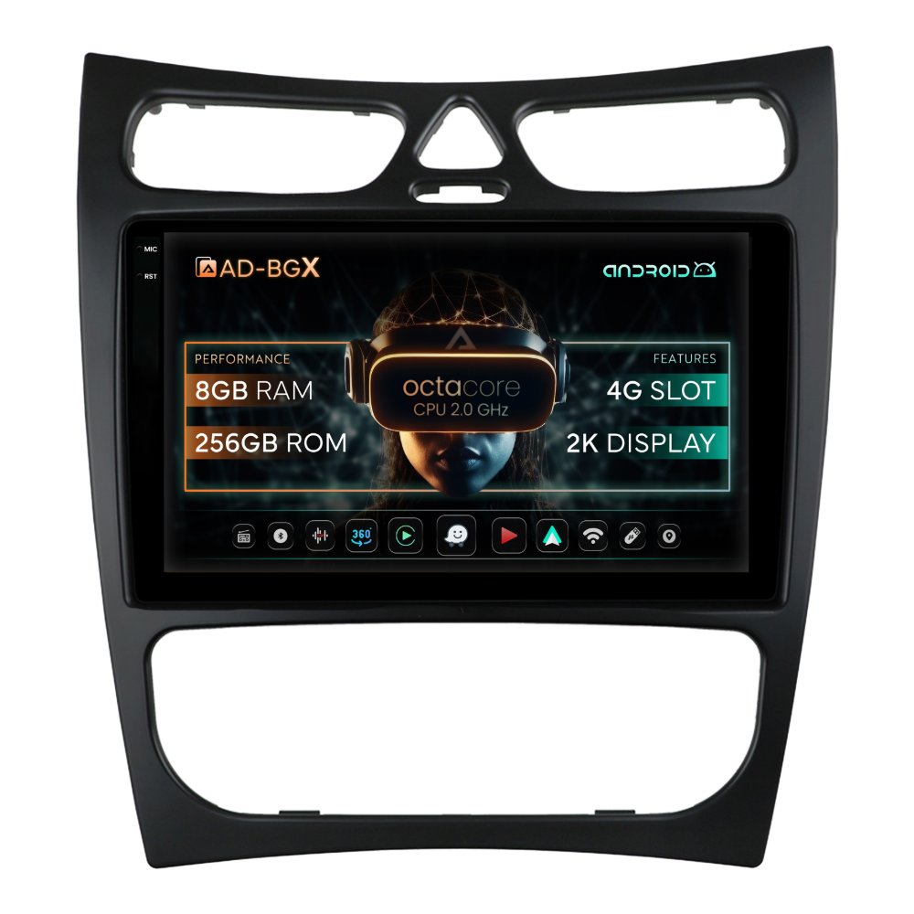 Navigatie Mercedes Benz CLK W209 (2002-2005), Android, X-Octacore / 8GB RAM + 256GB ROM, 9.5 Inch - AD-BGX9008+AD-BGRKIT416V2
