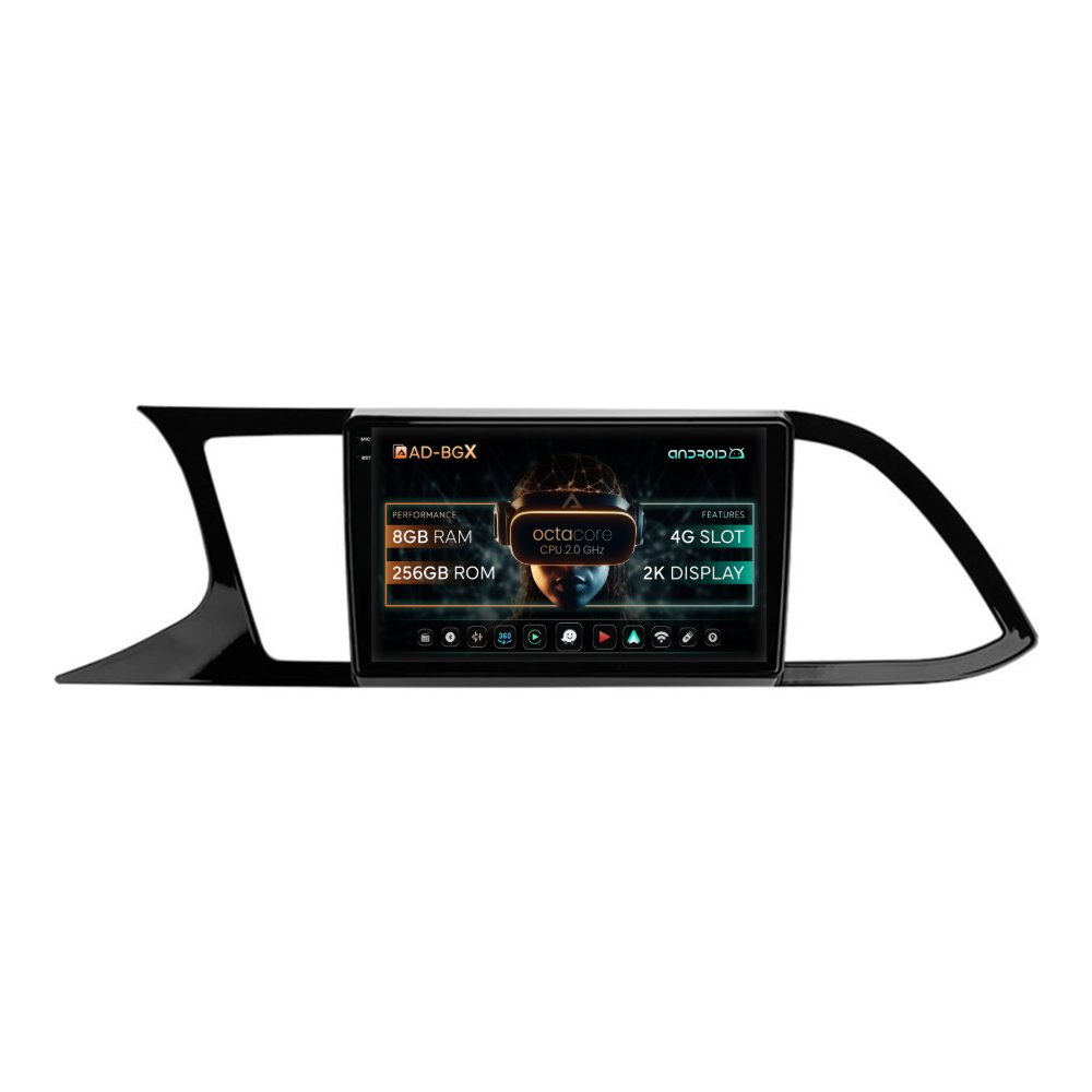 Navigatie Seat Leon 3 (2012-2020), Android, X-Octacore / 8GB RAM + 256GB ROM, 9.5 Inch - AD-BGX9008+AD-BGRKIT047