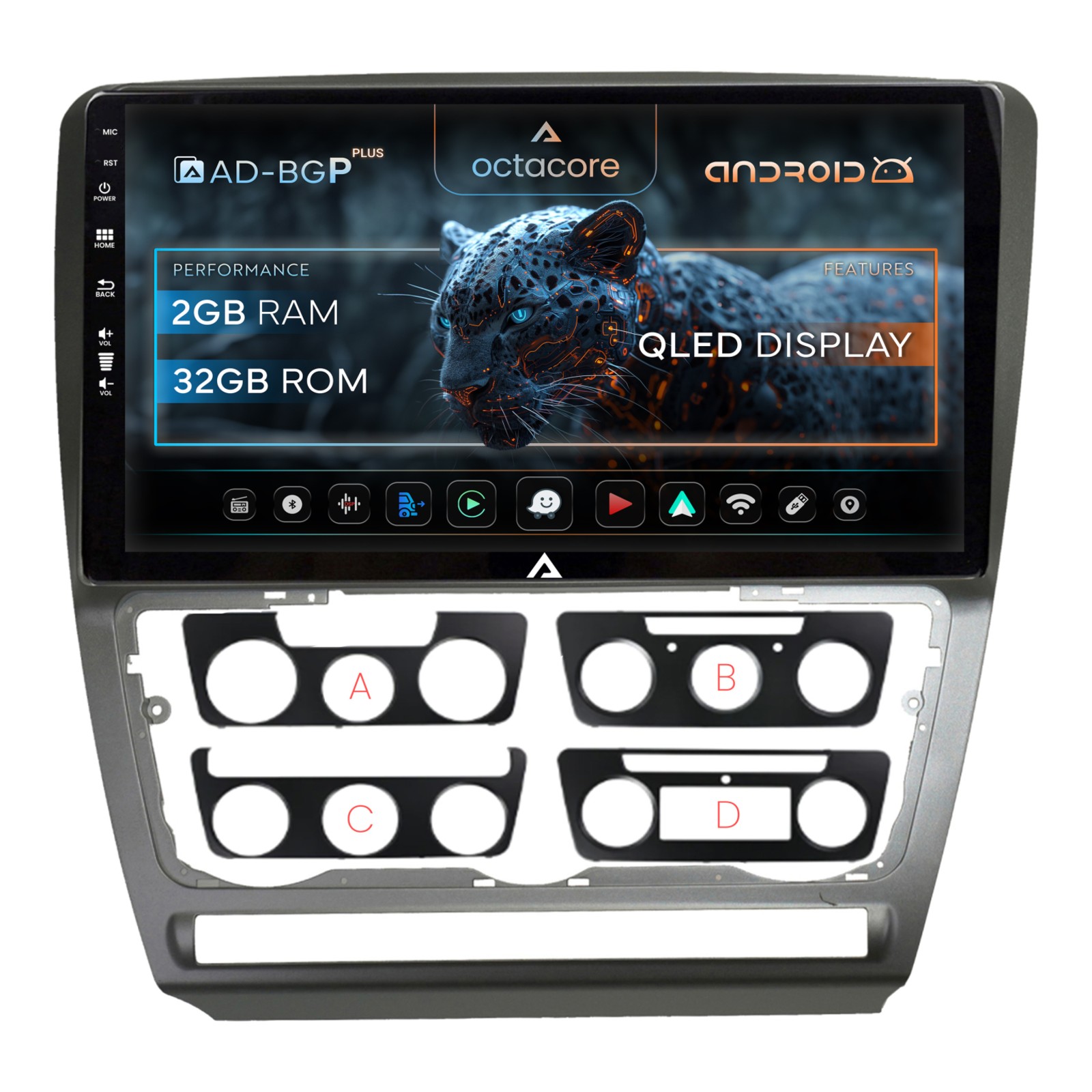 Navigații Skoda Octavia II Facelift 2008-2013 - Navigatie Skoda Octavia 2 (2004-2013), ramă Silver 10Inch Android | AutoDrop.ro