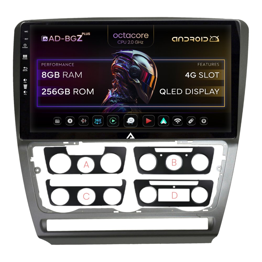 Navigații Skoda Octavia II Facelift 2008-2013 - Navigatie Android Skoda Octavia 2 (2004-2013), ramă Silver 8GB | AutoDrop.ro
