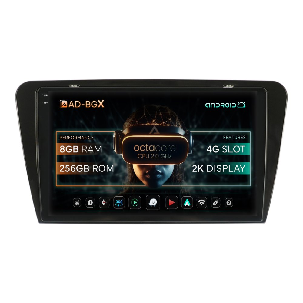 Navigatie Skoda Octavia 3 (2013-2020), Android, X-Octacore / 8GB RAM + 256GB ROM, 10.36 Inch - AD-BGX10008+AD-BGRKIT026