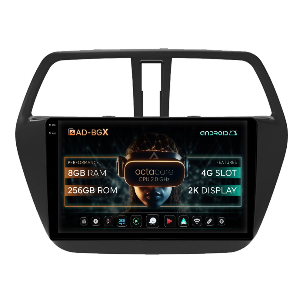 Navigatie Suzuki SX4 S-Cross (2013-2021), Android, X-Octacore / 8GB RAM + 256GB ROM, 9.5 Inch - AD-BGX9008+AD-BGRKIT305