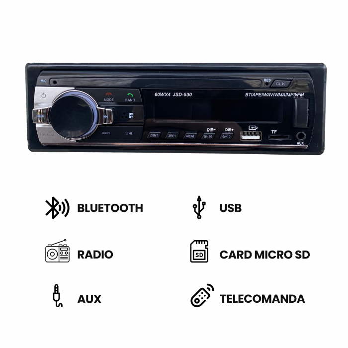 MP3 1DIN 4x60W BT, USB, AUX, CardSD | Autodrop.ro [5]